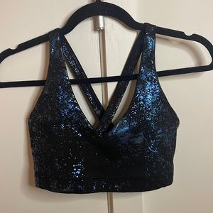 Black and blue sparkle sports bra